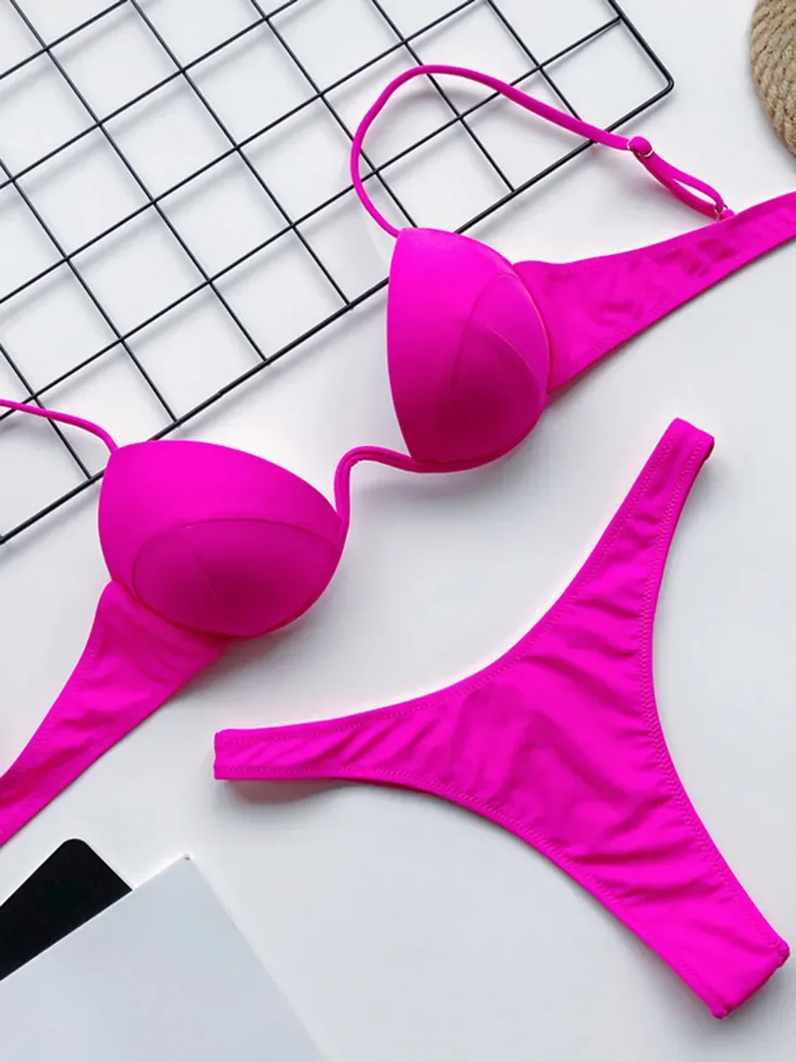 Underwire Bra Padded - Bikini con Tanga y sujetador con